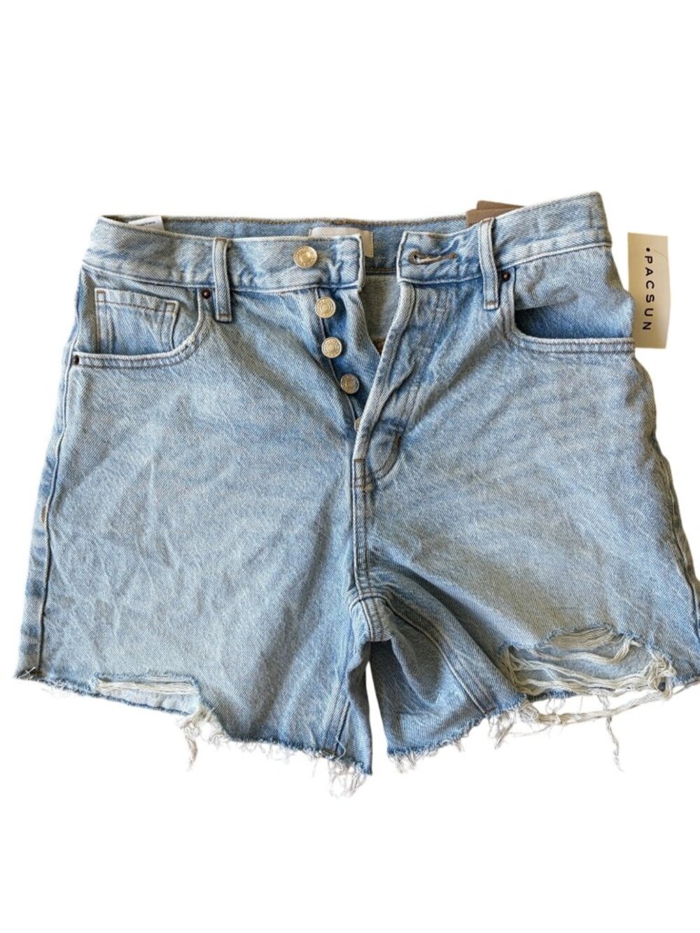 PacSun High Rise Relaxed Button Fly Jean Shorts Womens 26 Distressed 90s Grunge